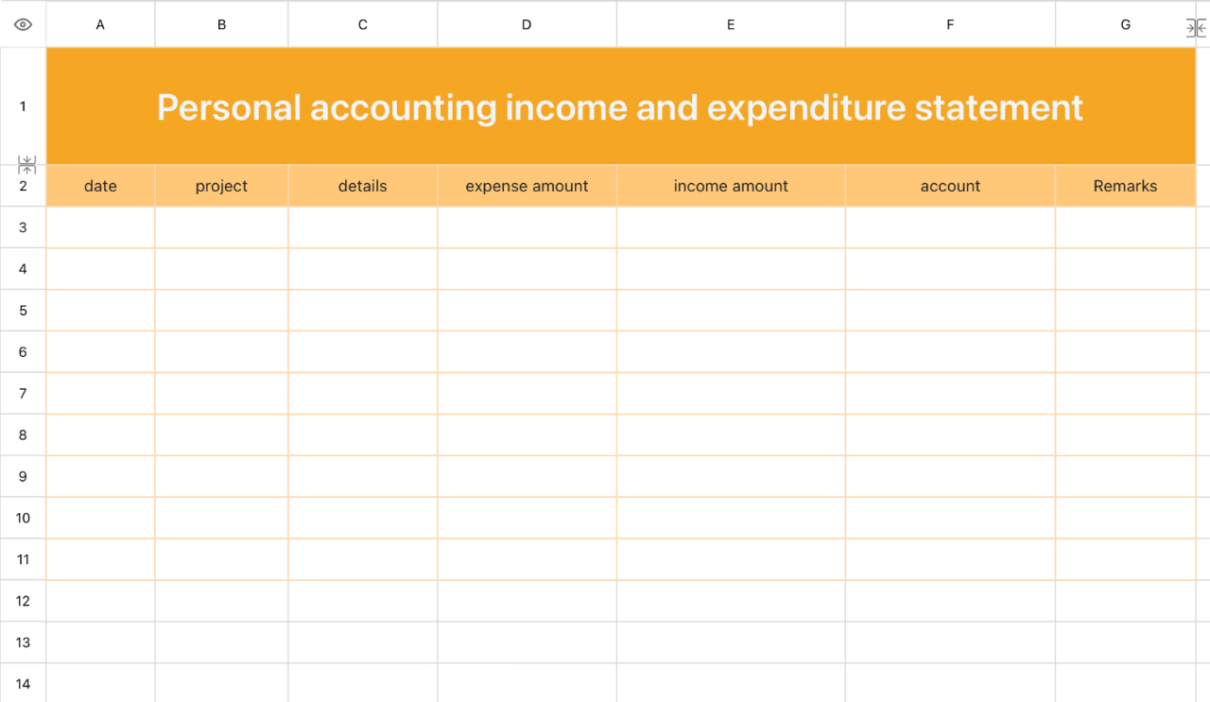 Personal accounting income and expenditure statement